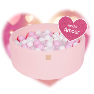 Amour boldbassin med 250 bolde i bomuld Ø90 cm - Lys pink