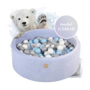 Icebear boldbassin med 250 bolde i velour Ø90 cm - Babyblå