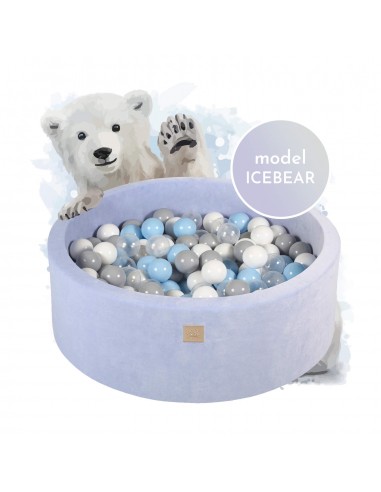 Icebear boldbassin med 250 bolde i velour Ø90 cm - Babyblå