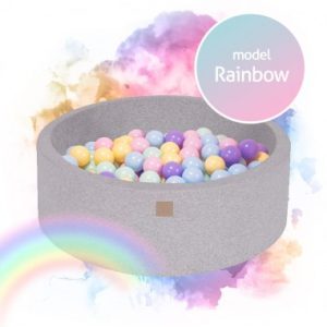 Rainbow boldbassin med 250 bolde i bomuld Ø90 cm - Lysegrå